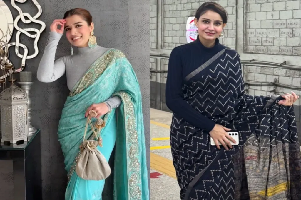 हाईनेक वाली साड़ी