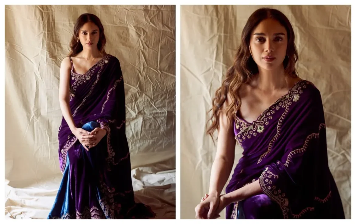 Have you seen Aditi Rao Hydari's double tone velvet Sharara saree?
