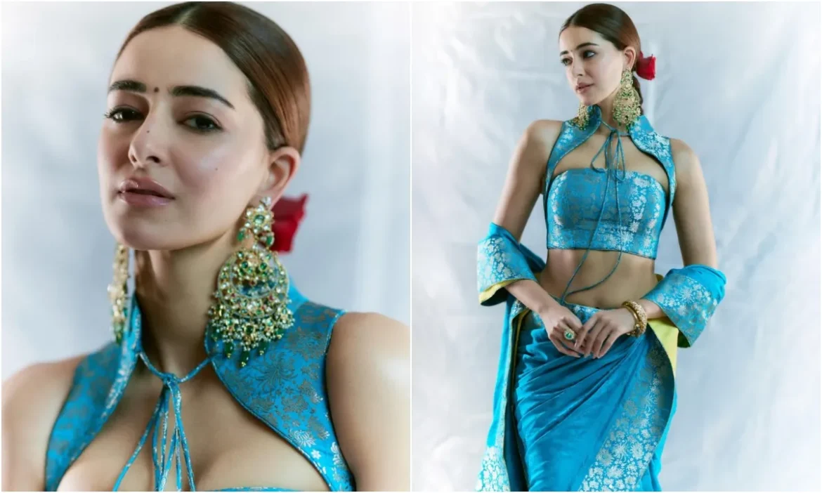 Fans went crazy after seeing Ananya Panday's style in sky blue saree
