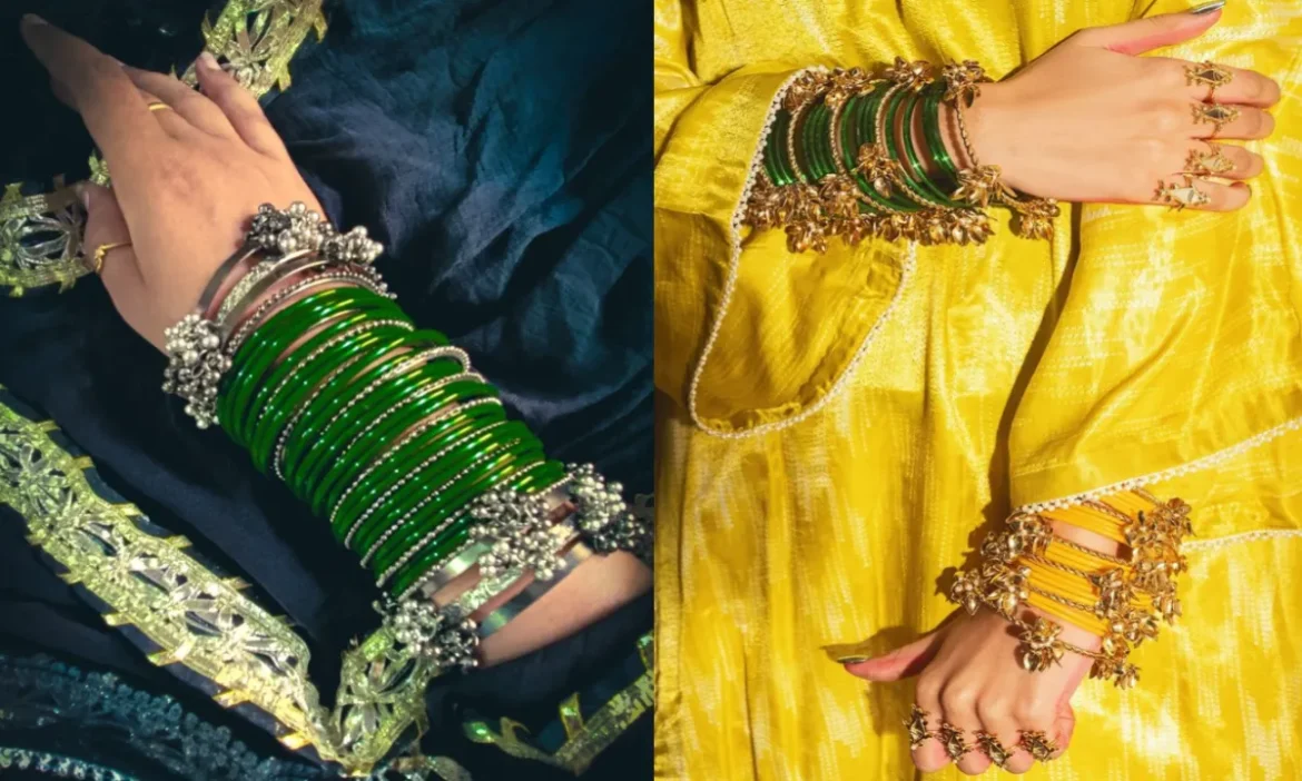 Try this pairing design on ethnic dress, glass and metal together will give an aesthetic look.

