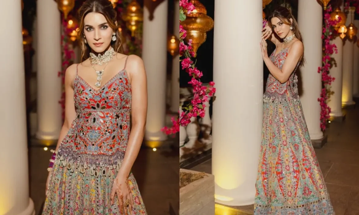 बहन की शादी के फंक्शन में शीशे सा चमका Kriti Sanon का लुक