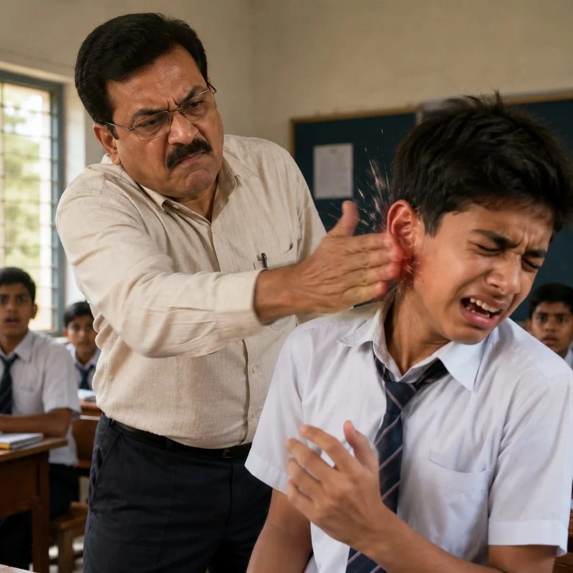 शिक्षक के थप्पड़ से छात्र का फटा कान का पर्दा!